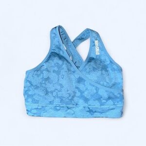 Gymshark Blue Camo Crisscross Sports Bra